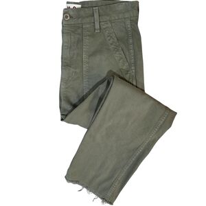 AMO Khaki Olive 'Easy Army Trouser' Mid Rise Straight Leg Cargo Patch Pockets 28